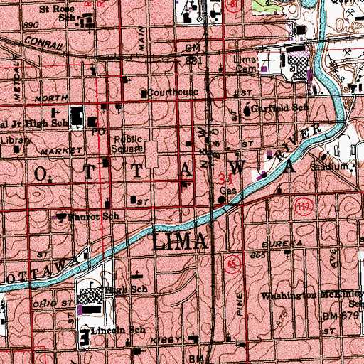 Topographic Map of First United Methodist Church, OH