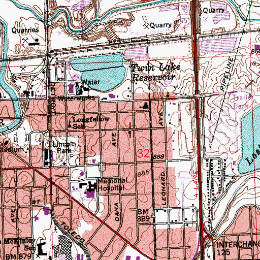 Topographic Map of Lima Bible Fellowship Church, OH