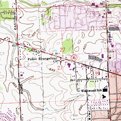 Topographic Map of Peace Lutheran Church, OH