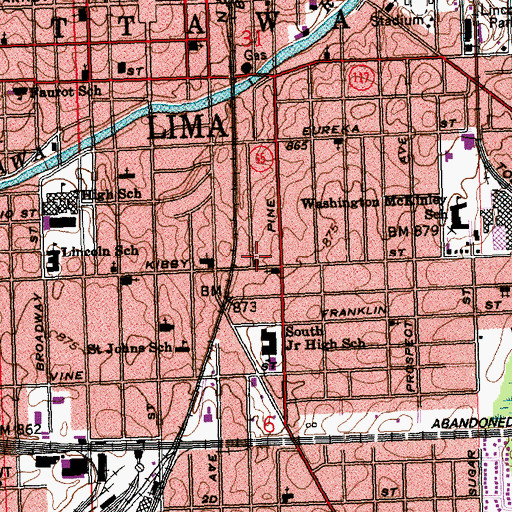 Topographic Map of Pilgrim Lighthouse Church, OH