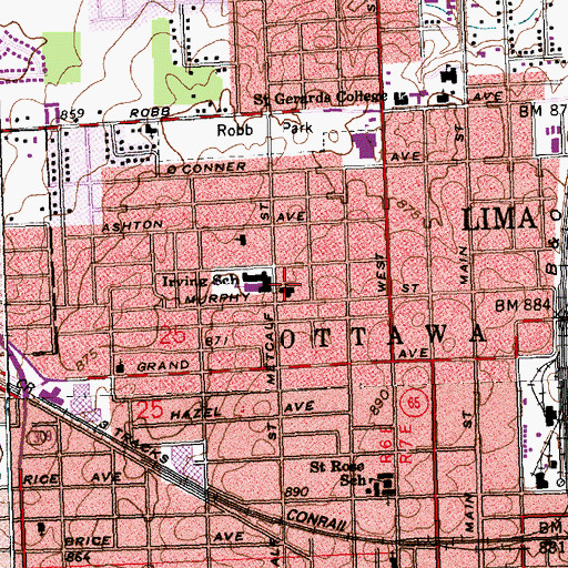 Topographic Map of Saint Marks United Methodist Church, OH