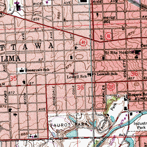 Topographic Map of Saint Paul African Methodist Episcopal Church, OH