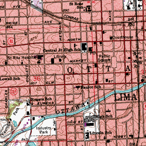 Topographic Map of Second Baptist Church, OH