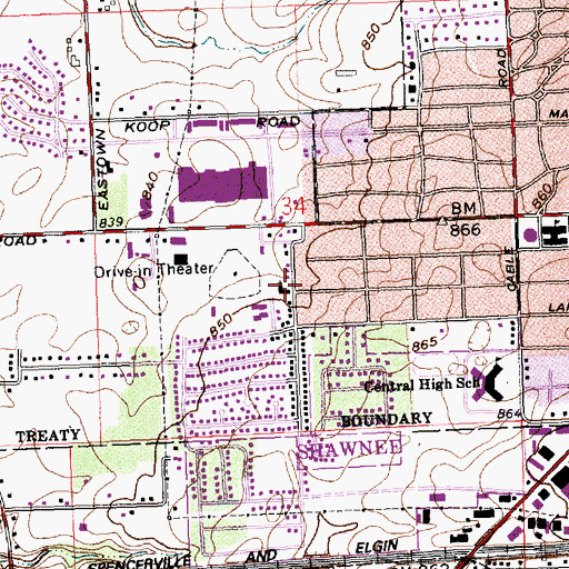 Topographic Map of Sharon Park United Methodist Church, OH