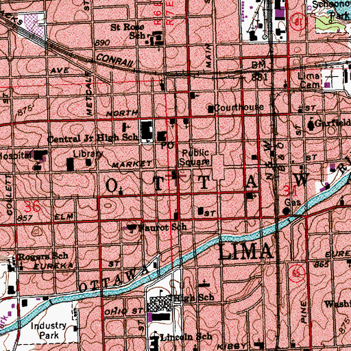 Topographic Map of Trinity United Methodist Church, OH
