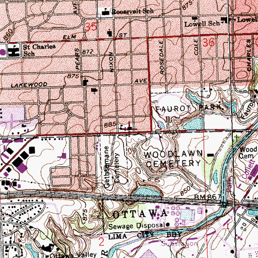 Topographic Map of Woodlawn Baptist Church, OH