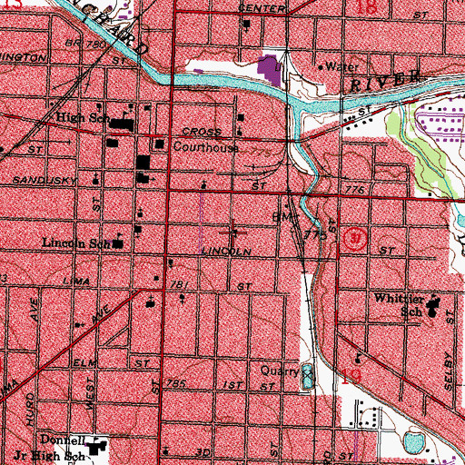 Topographic Map of Central Church of Christ, OH