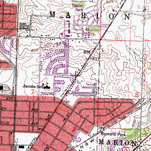 Topographic Map of Crystal Avenue Baptist Church, OH