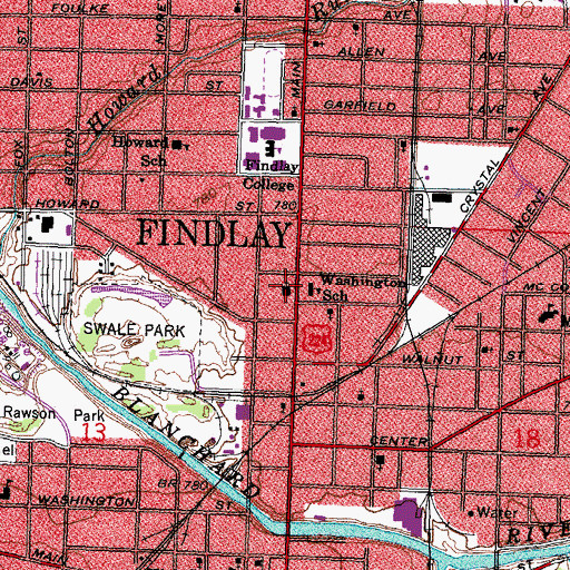 Topographic Map of First Christian Church, OH