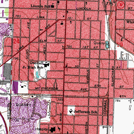 Topographic Map of First Church of Christ Scientist, OH