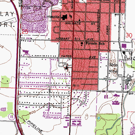 Topographic Map of First Presbyterian Church, OH