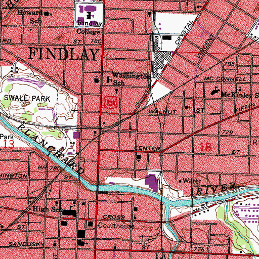 Topographic Map of Howard United Methodist Church, OH