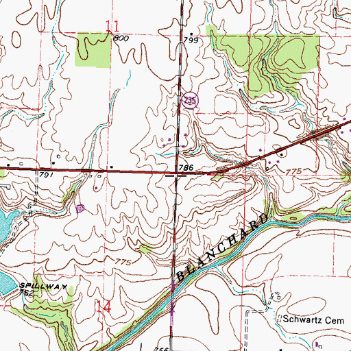 Topographic Map of Lewisville (historical), OH