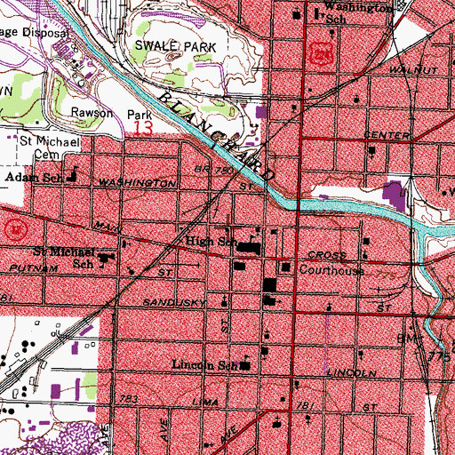 Topographic Map of Mission Time Holiness Church, OH