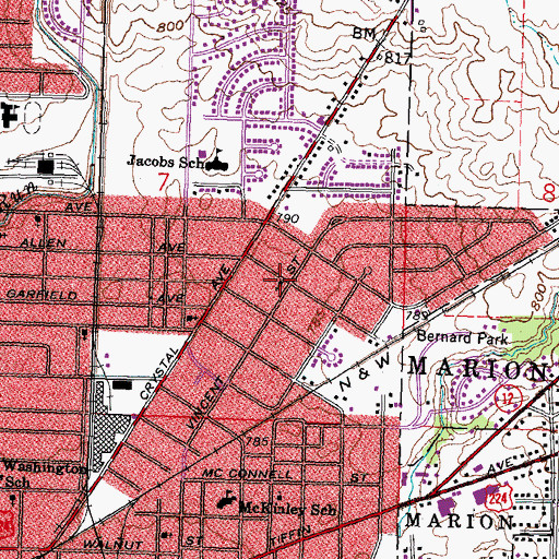 Topographic Map of Parkview Church of Christ, OH