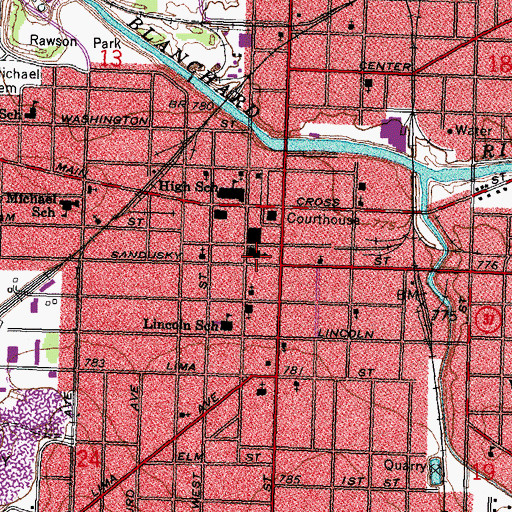 Topographic Map of Saint Andrews United Methodist Church, OH
