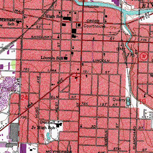 Topographic Map of Saint Marks United Methodist Church, OH