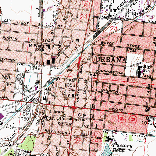 Topographic Map of First Baptist Church, OH
