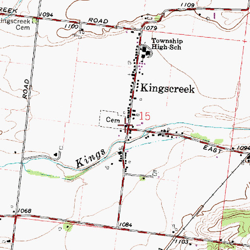 Topographic Map of Kingscreek Baptist Church, OH