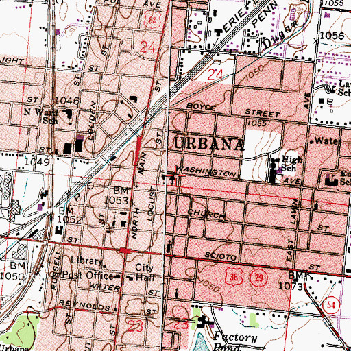Topographic Map of Saint Mary Catholic Church, OH