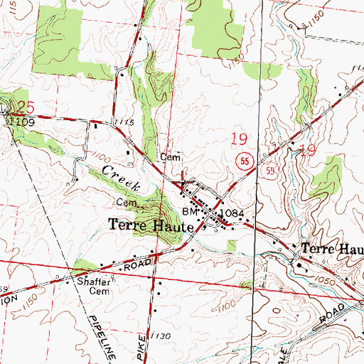 Topographic Map of Terre Haute United Methodist Church, OH