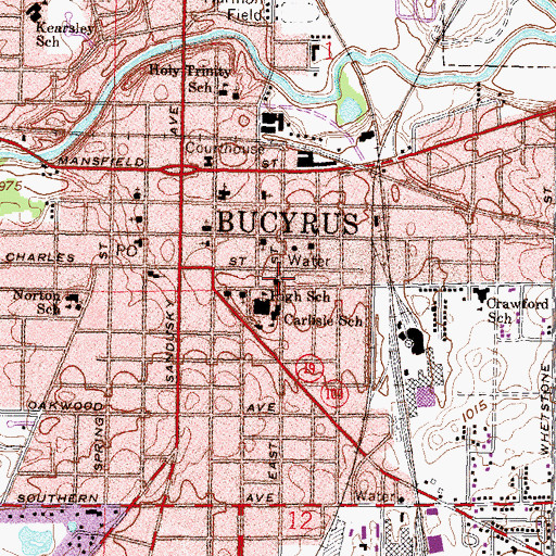 Topographic Map of Assembly of God Church, OH
