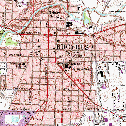 Topographic Map of First Baptist Church, OH