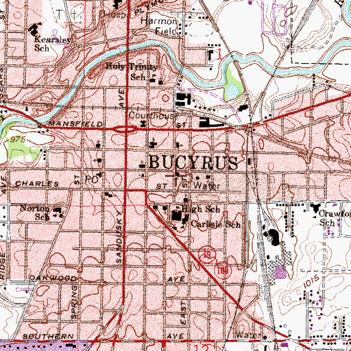 Topographic Map of First Christian Church, OH