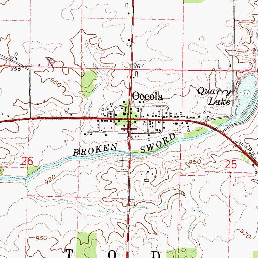 Topographic Map of Oceola United Methodist Church, OH