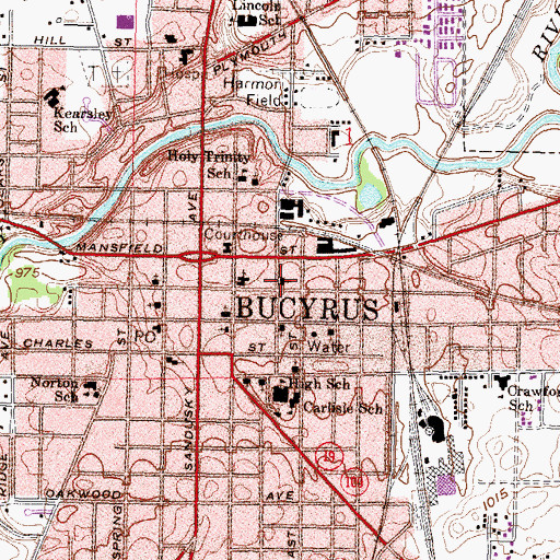 Topographic Map of Saint Johns United Church of Christ, OH