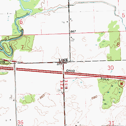 Topographic Map of Deer Lick (historical), OH