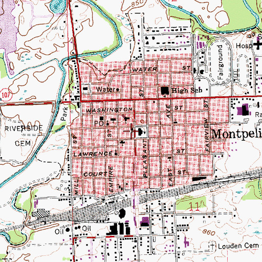 Topographic Map of Montpelier Church of Christ, OH