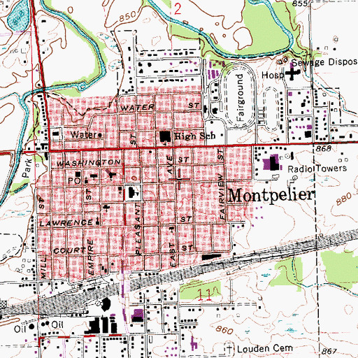 Topographic Map of Sacred Heart Catholic Church, OH