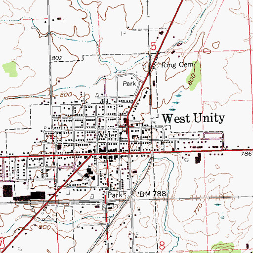 Topographic Map of West Unity United Methodist Church, OH