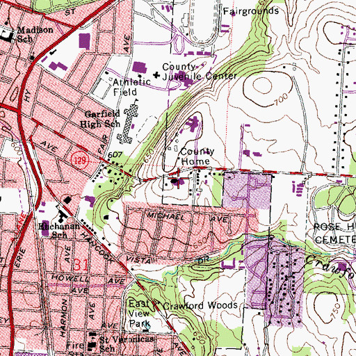 Topographic Map of First Church of the Nazarene, OH