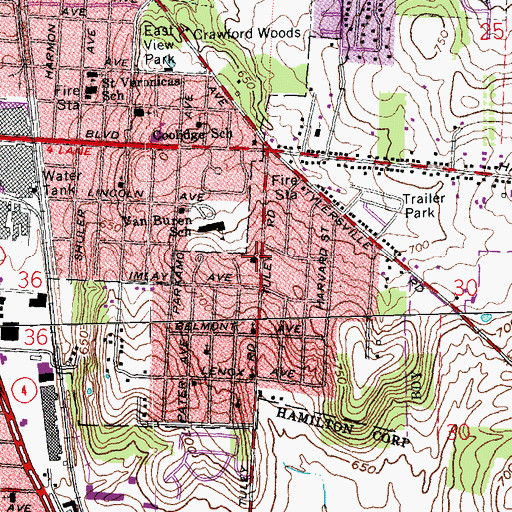 Topographic Map of Tuley Road Church of the Nazarene, OH