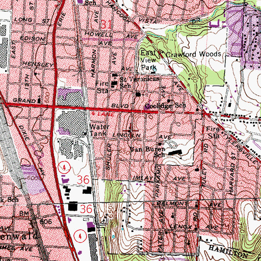 Topographic Map of East Hamilton Baptist Church, OH