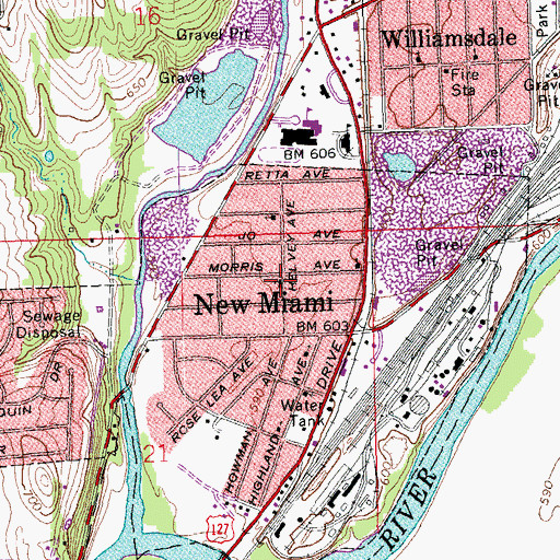 Topographic Map of New Miami First Church of God, OH