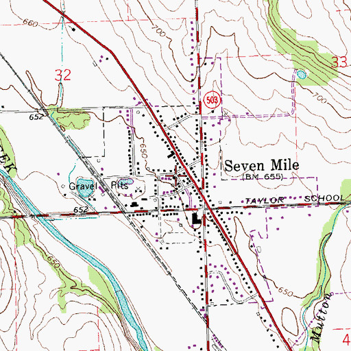 Topographic Map of Seven Mile United Methodist Church, OH