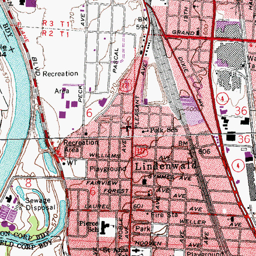 Topographic Map of First Church of God, OH