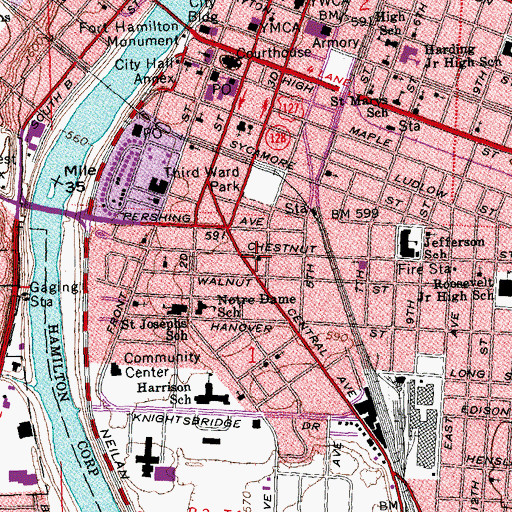 Topographic Map of Pilgrim Baptist Church, OH