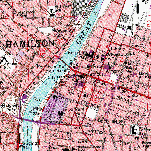 Topographic Map of The Presbyterian Church, OH