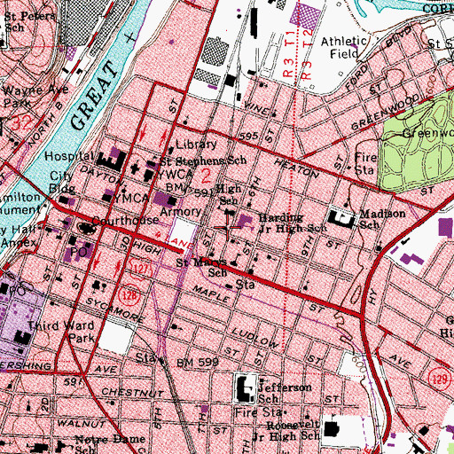 Topographic Map of Trinity Episcopal Church, OH