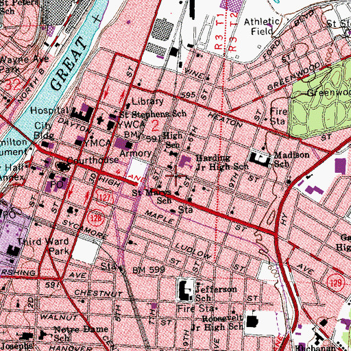Topographic Map of Beth Israel Synagogue, OH