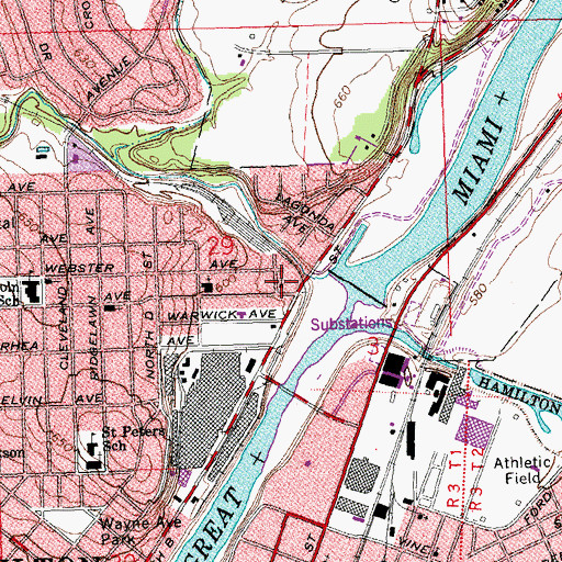 Topographic Map of Gordon Avenue Baptist Church, OH