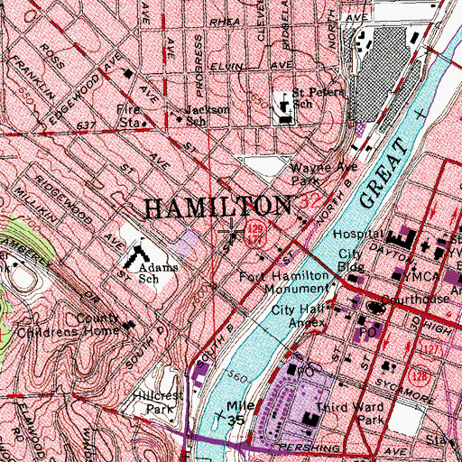 Topographic Map of First United Church of Christ, OH