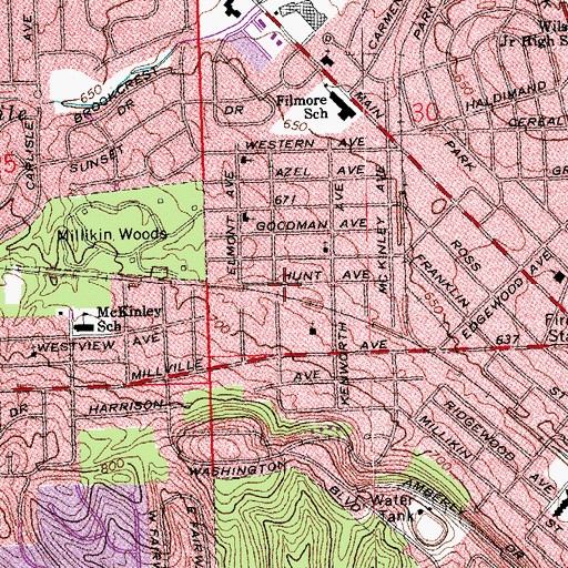 Topographic Map of Hunt Avenue Free Pentecostal Holiness Church, OH
