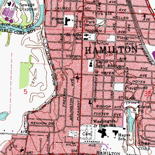 Topographic Map of Lindenwald United Methodist Church, OH