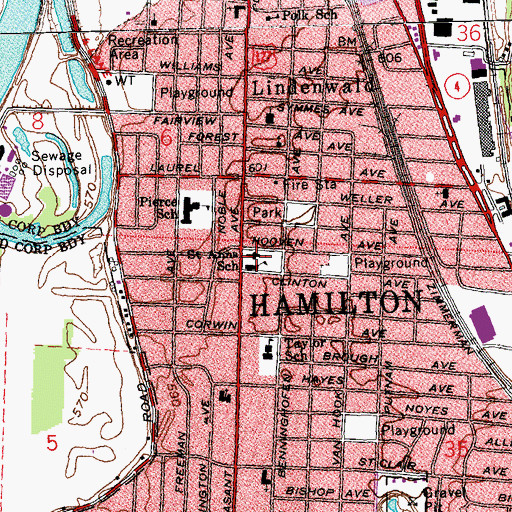 Topographic Map of Saint Ann Catholic Church, OH