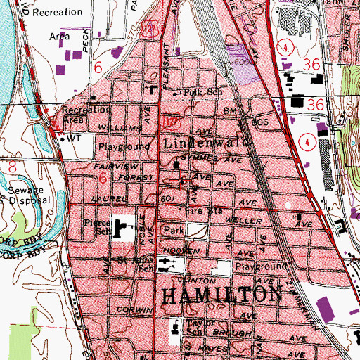Topographic Map of Central Baptist Church, OH